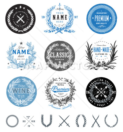 400x432 Vector Vintage Logo Label Set