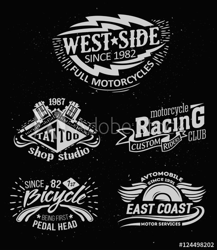 434x500 Vintage Label Vector Set Motorcycle, Tattoo, Racing Themed Badge