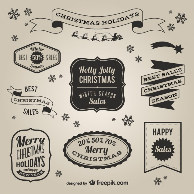 626x626 Retro Style Christmas Sales Labels Vector Free Download