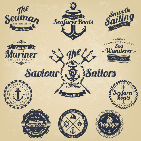 496x496 Vintage Navigation Label Vector Free Download