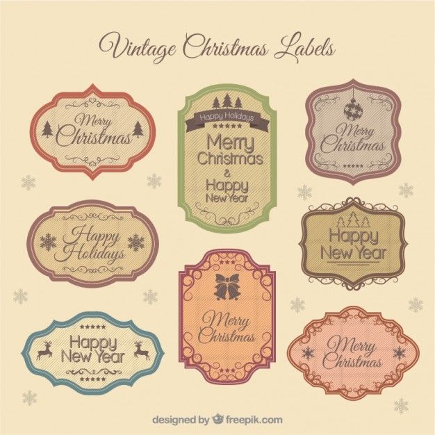626x626 Vintage Christmas Labels Vector Free Download Shabby Chic