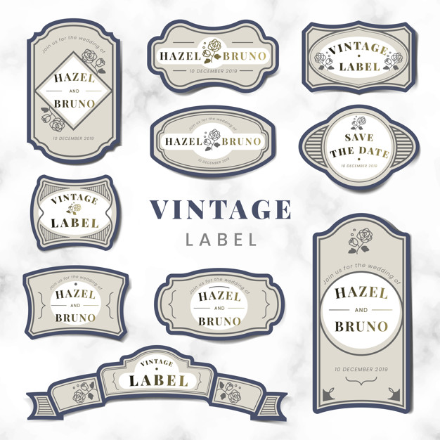 626x626 Vintage Wedding Invitation Label Vector Set Vector Free Download