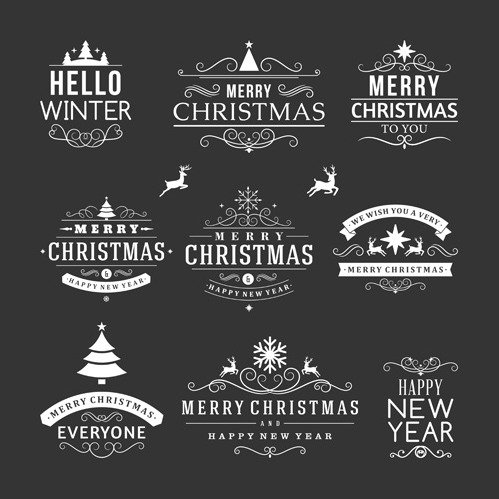499x499 Black White Christmas Vintage Labels Vector Free Vectors Ui