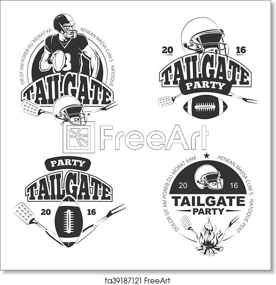 561x581 Free Art Print Of American Football Tailgate Party Vintage Labels