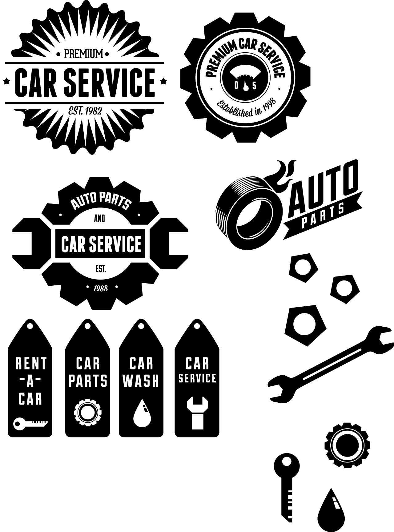 1280x1728 Retro Car Label Set Vector Free Download