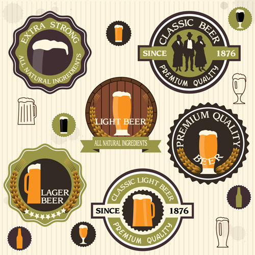 500x500 Vintage Green Style Beer Labels Vector Set For Free Download