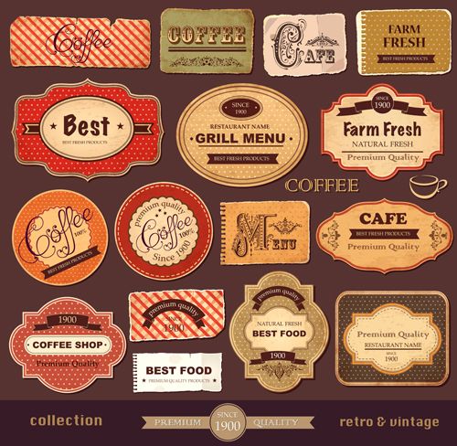 500x488 Vintage Paper Coffee Labels Vector