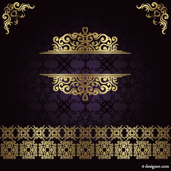 600x600 Designer European Gold Lace Pattern Vector Material