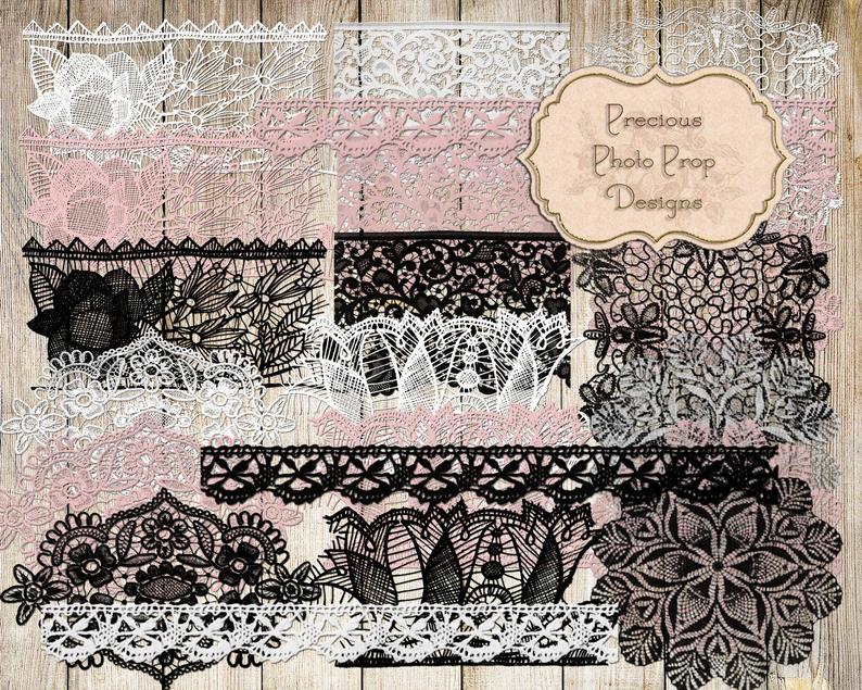 794x635 Vintage Lace Kit Clipart For Junk Journals Lace Doilies Trims Etsy