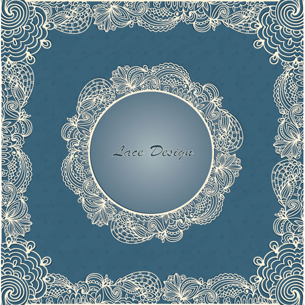 600x600 Delicate Vintage Lace Vector Frames