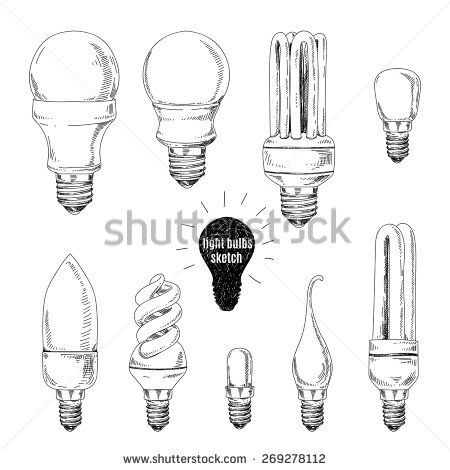 450x470 Vector Hand Drawn Set Of Sketches Of Different Light Bulbs