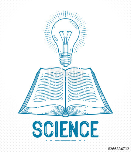 431x500 Vintage Open Book With Idea Light Bulb Vector Graphic Design