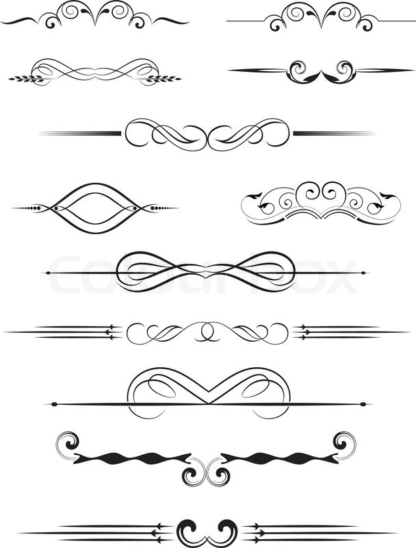 608x800 Set Of Dividers, Ornamental Rule Lines Stock Vector Colourbox