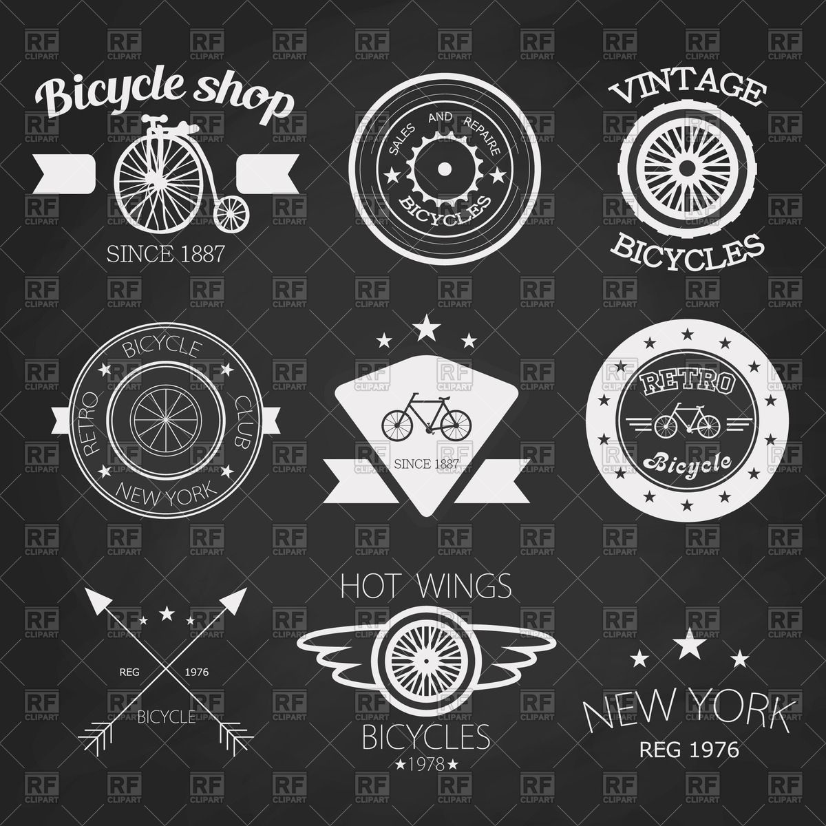 1200x1200 Set Of Vintage Bike Shop Logos Vector Image Of Icons And Emblems
