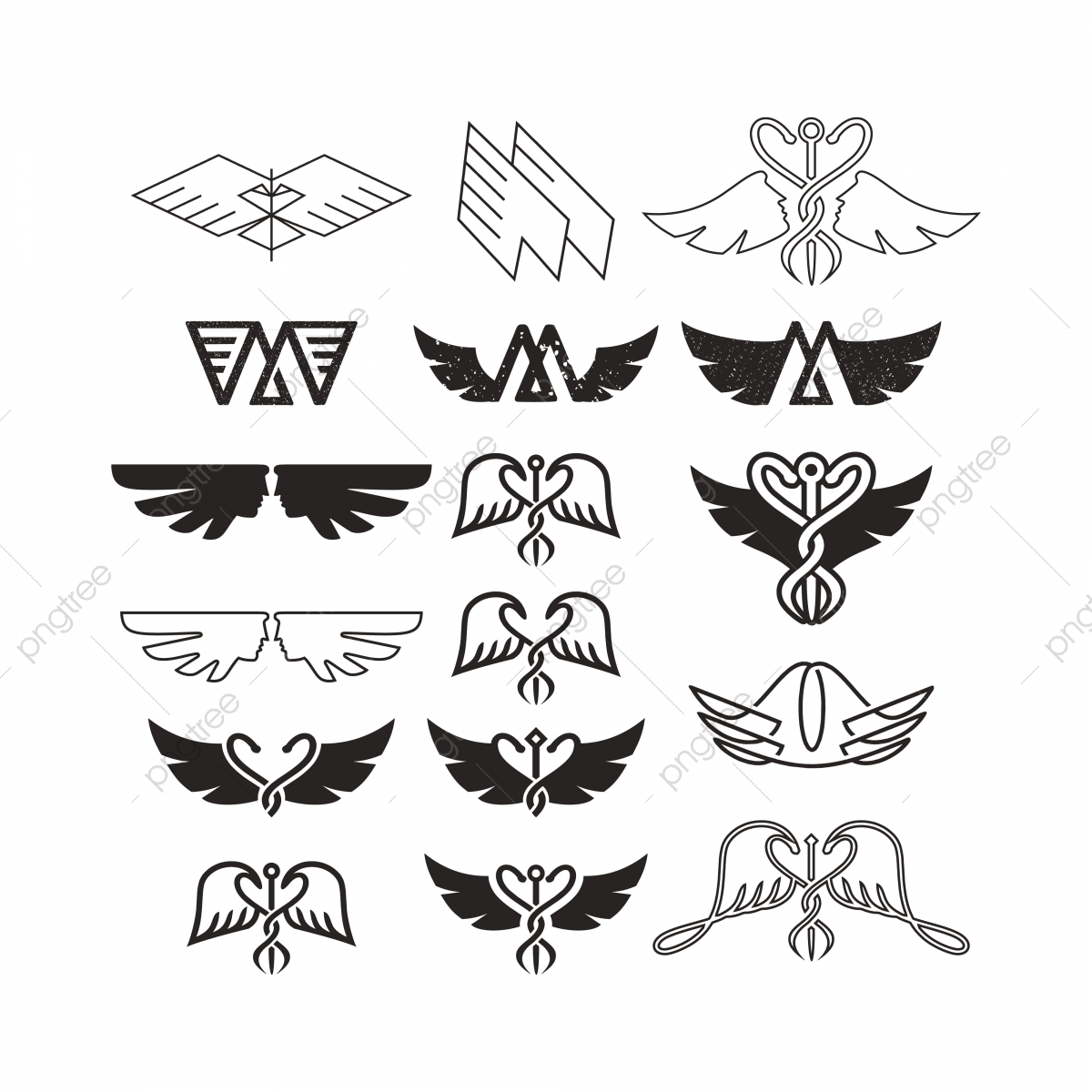 1200x1200 Wings Vector Set Wing Icon Collection With Vintage Logo Style