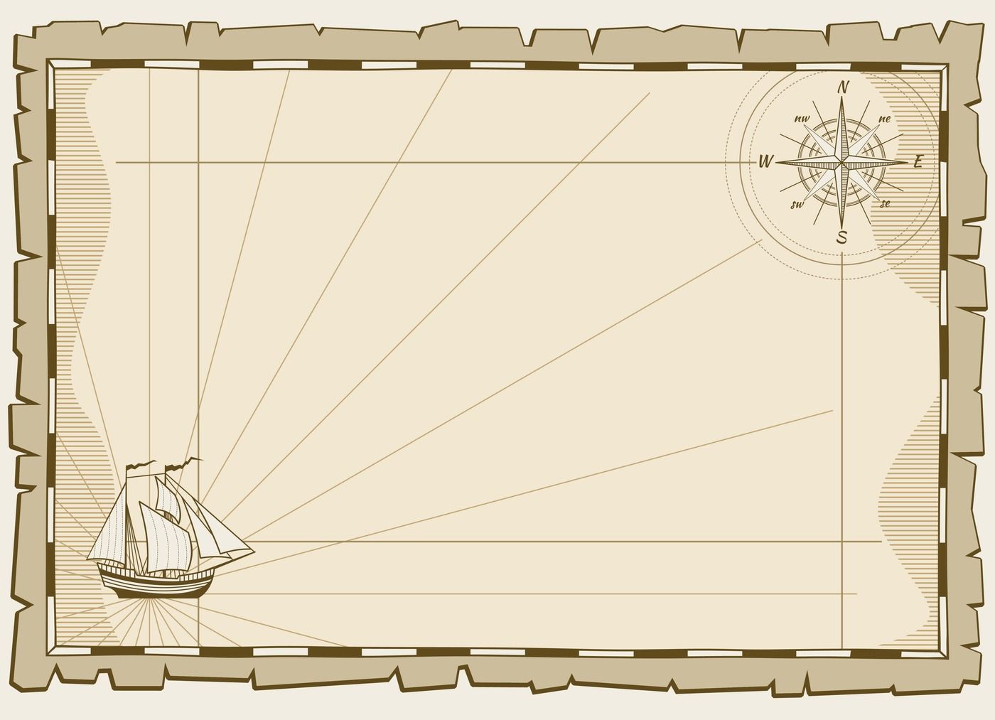 1400x1013 Vintage Map Vector Background, Invitation Template