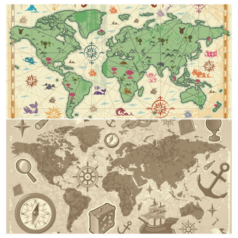 800x800 Decorative World Map Vector Free Stock Vector Art