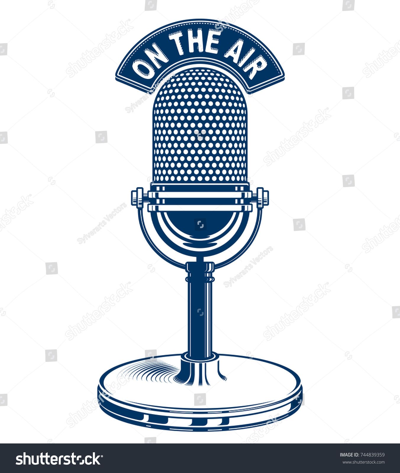 1352x1600 Retro Studio Microphone Vector Illustration Radio Broadcasting