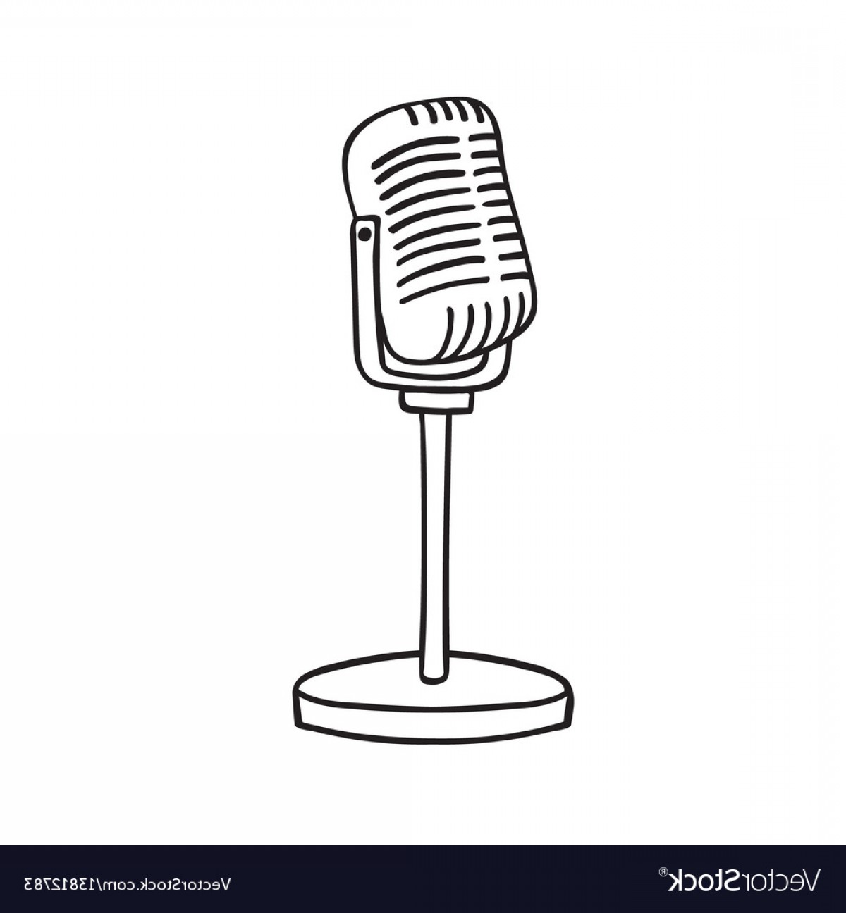 1200x1296 Old Microphone Isolated On White Background Hand Vector Cqrecords