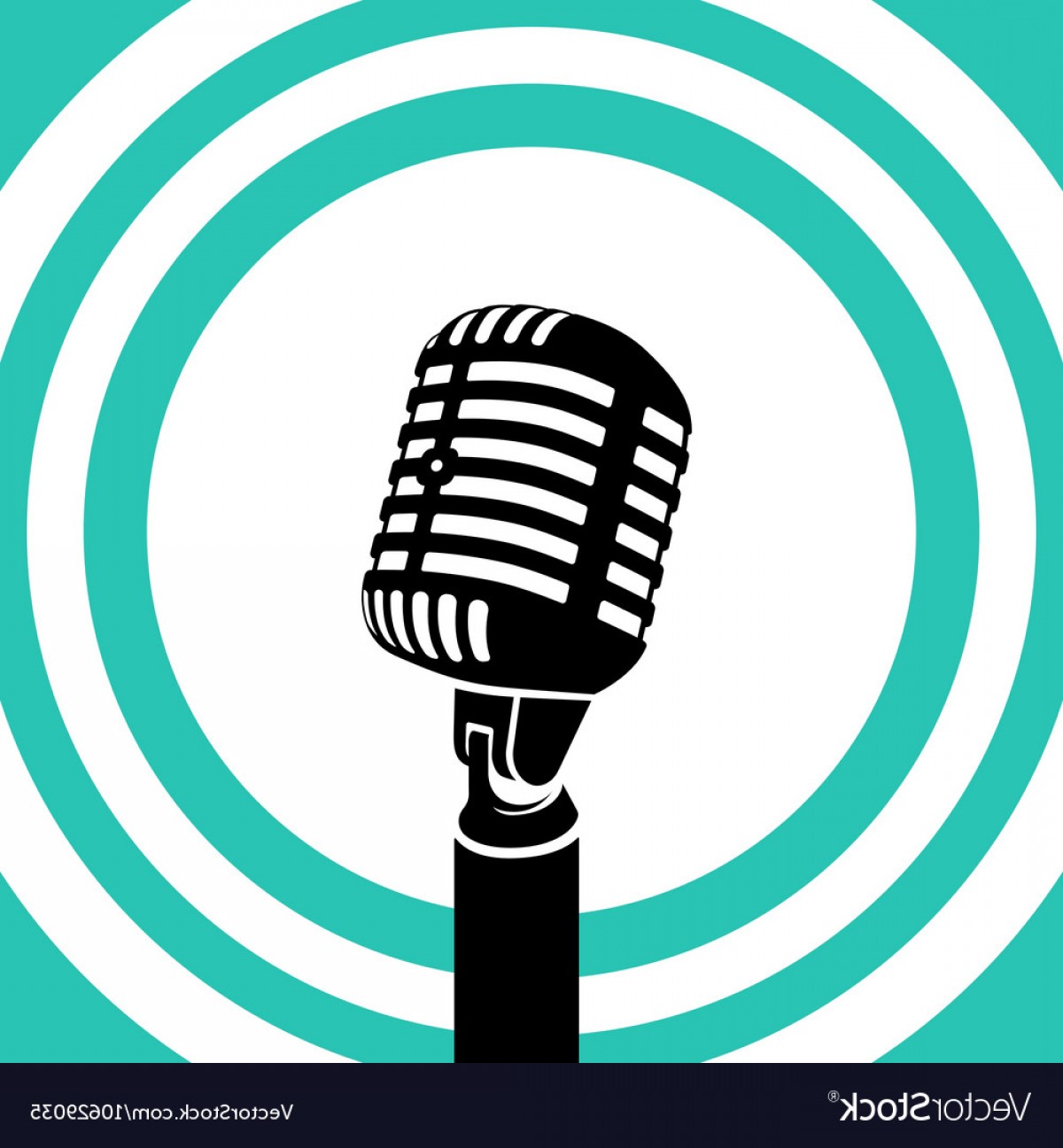 1200x1296 Vintage Microphone Black Silhouette Vector Cqrecords