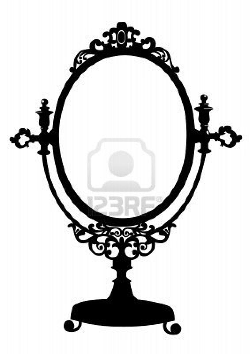 849x1200 Silhouette Of Antique Makeup Mirror Royalty Free Cliparts, Vectors