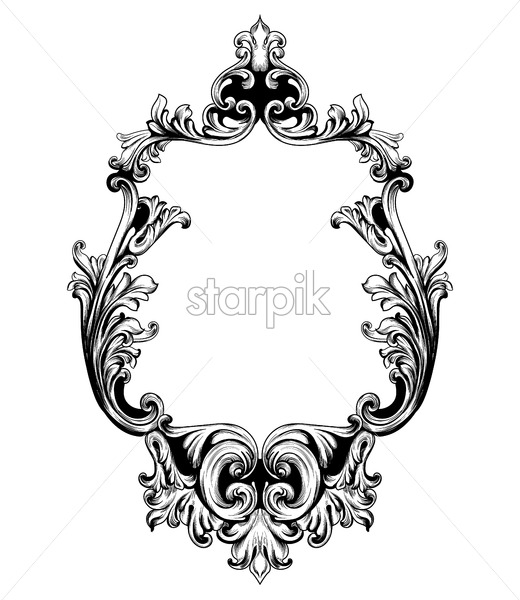 520x600 Vintage Mirror Frame Vector Baroque Rich Design Elements Decor