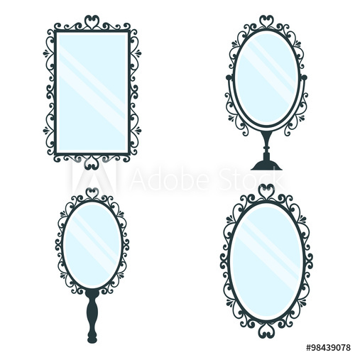 500x500 Vintage Mirror Set On A White Background