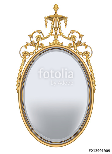 365x500 Gold Vintage Mirror Isolated On White Background Vector