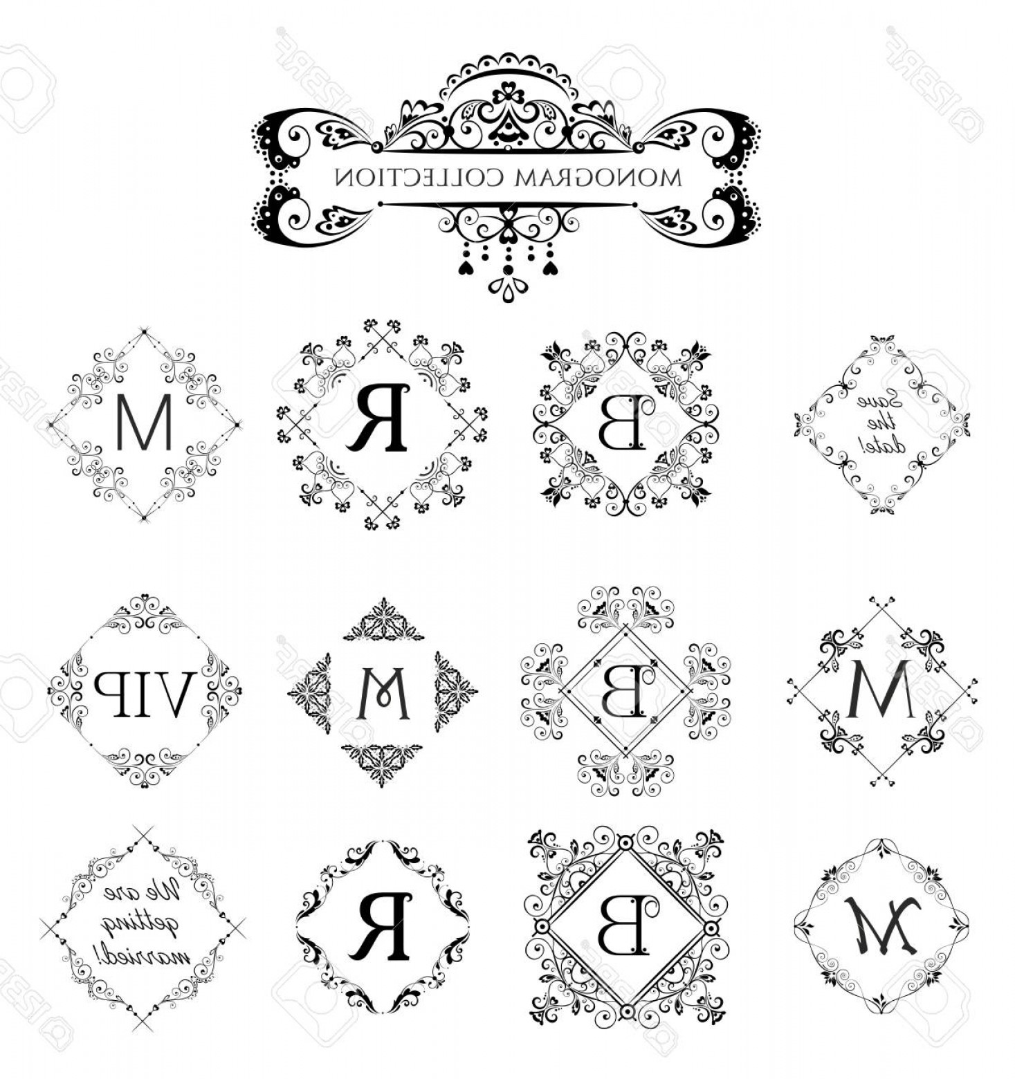 Photostock Vector Set Of Vector Decorative Frames For Wedding 1467x1560 Photostock Vector Set Of Vector Decorative Frames For Wedding