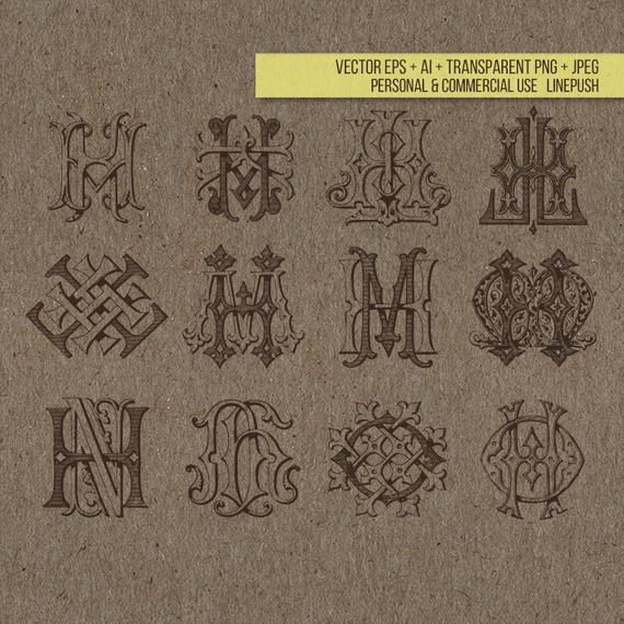 Sale Vintage Monograms Letters Ornamental Type Stencil Etsy 570x570 Sale Vintage Monograms Letters Ornamental Type Stencil Etsy