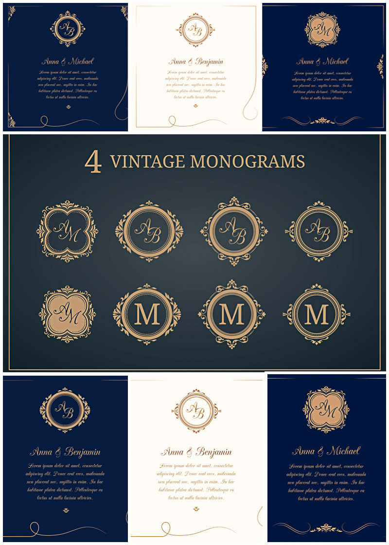 Wedding Invitations With Monograms Vector Collection Free Download 800x1120 Wedding Invitations With Monograms Vector Collection Free Download