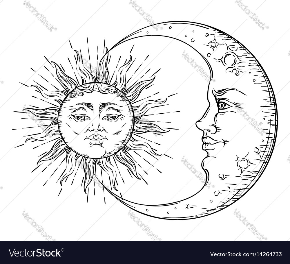 1000x913 Huge Collection Of 'moon And Sun Drawing' Download More Than