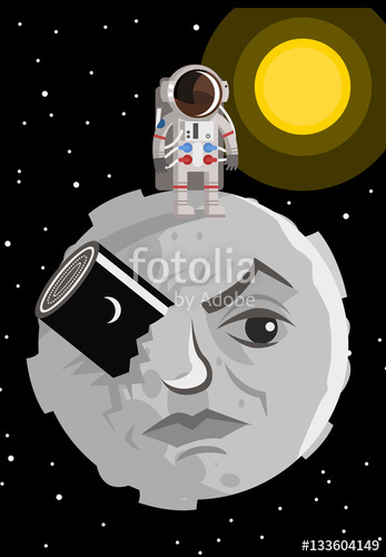 347x500 Vintage Face Trip To The Moon Astronaut Stock Image And Royalty