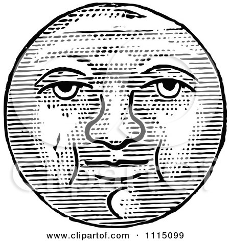 450x470 Clipart Vintage Black And White Full Moon Face