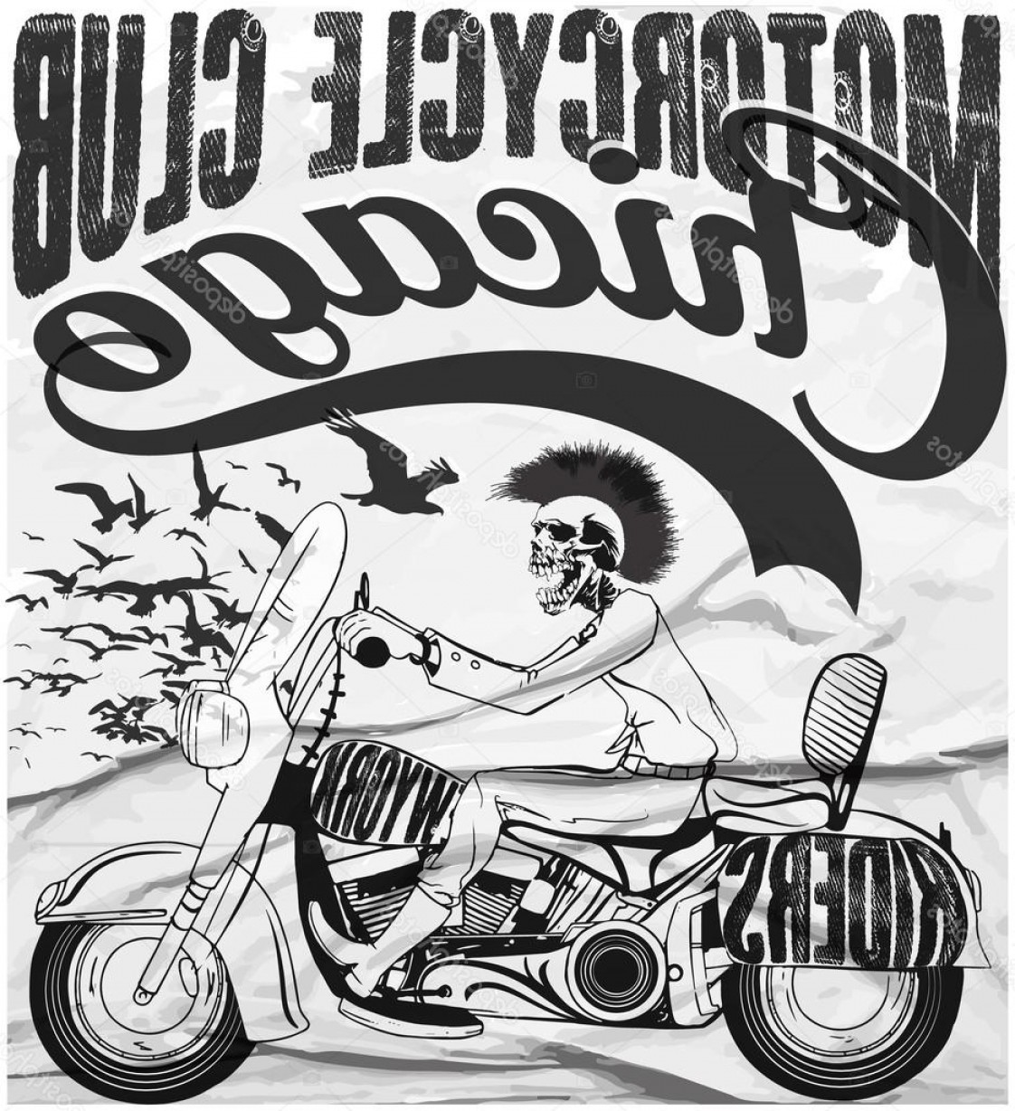 1122x1228 Stock Illustration Vintage Motorcycle Vector Set Skull Newwaysys