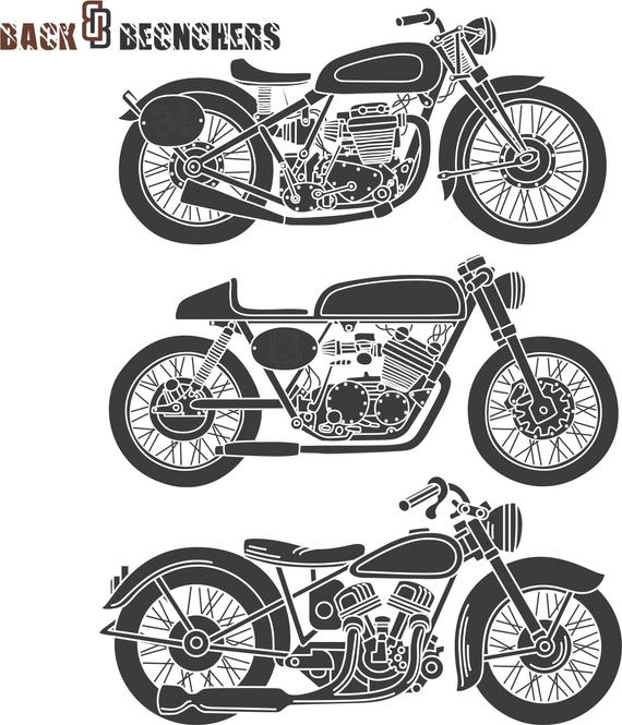 570x665 Vintage Motorcycle Vectormotorcycleclip Artvectorsvg Etsy