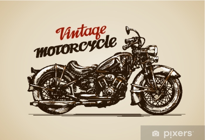 700x479 Vintage Motorcycle Hand Drawn Motorbike Vector Illustration Wall