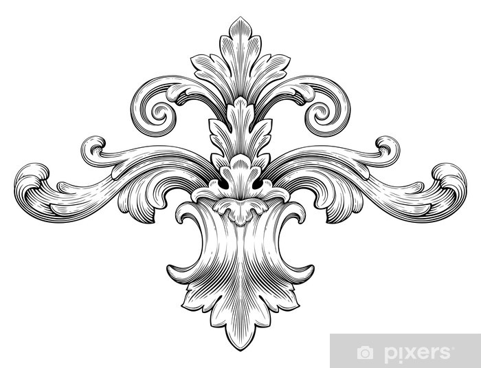 700x535 Vintage Baroque Frame Scroll Ornament Vector Wall Mural Pixers