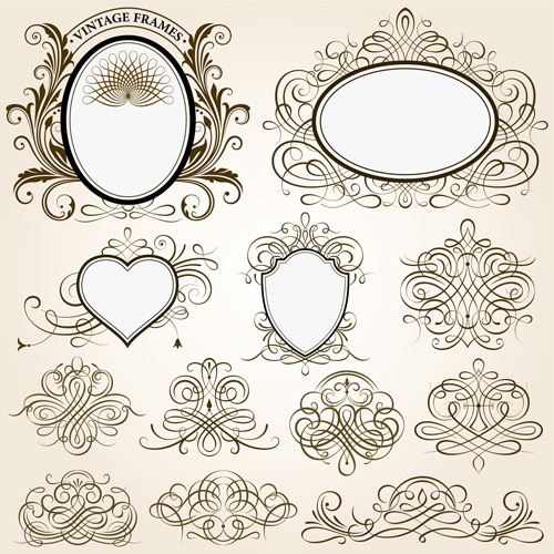 500x500 Vintage Frames With Calligraphic Ornaments Vector Free Download