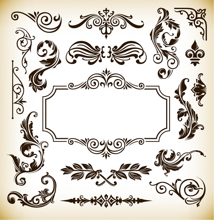 747x768 Vintage Pattern Frame Decoration Vector Graphics Free Vector