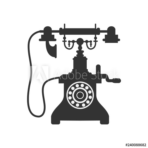 500x500 Black And White Silhouette Of An Old Vintage Telephone Vector