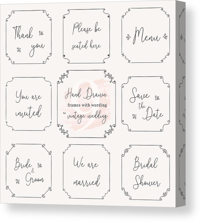 677x750 Hand Drawn Frame Doodle Vintage Wedding Frame Vector Design
