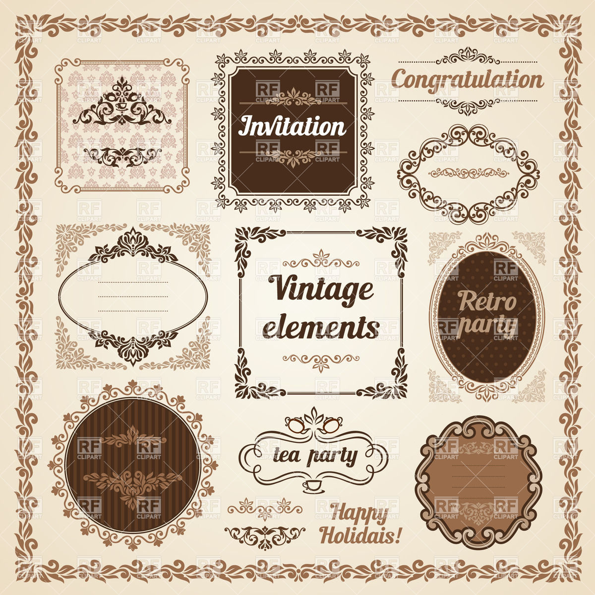 1200x1200 Big Collection Of Vintage Frames Vector Image Of Borders
