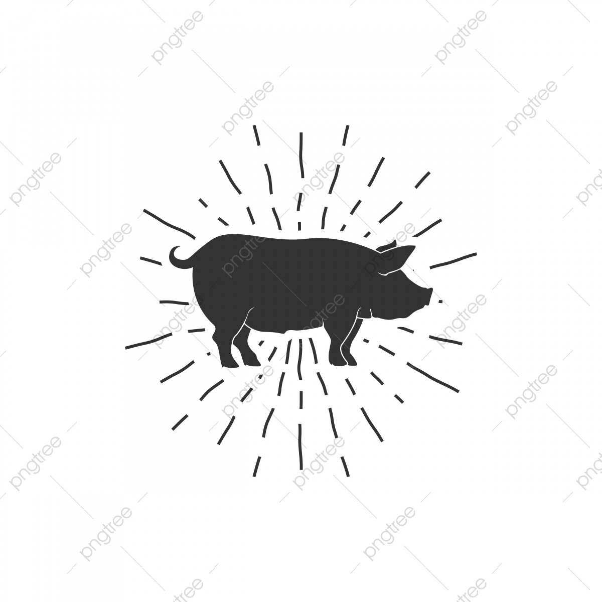 1200x1200 Vintage Pig Sunburst, Sunbursts, Sun, Star Png And Vector
