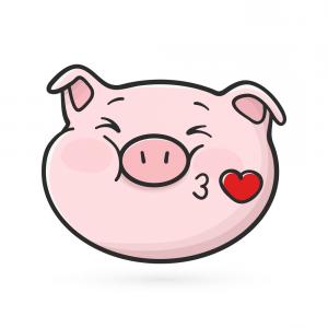 300x300 Cute Vintage Pig Clip Art Stock Vector Studiogrfx