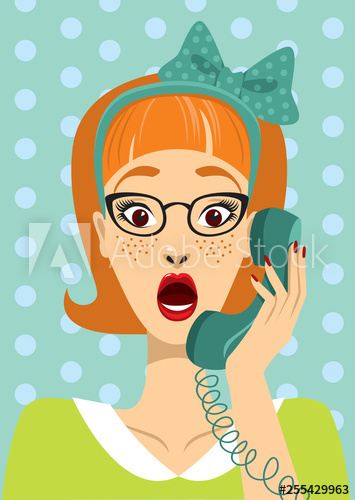 355x500 Pin Up Girl Calling On Vintage Phone