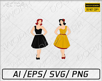 340x270 Pin Up Girl Vector Etsy
