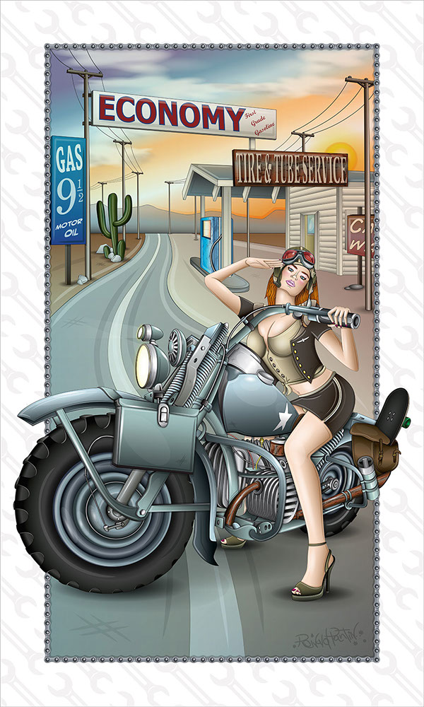 600x1000 Rider Pin Up Girl Harley Davidson Vector Illustration On Behance