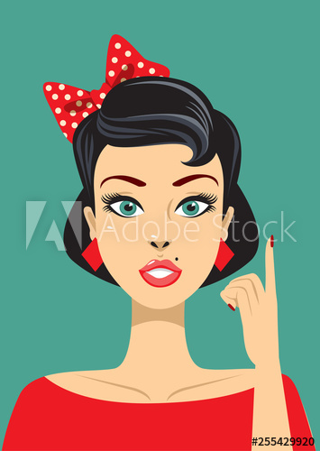 355x500 Vintage Pin Up Woman Pointing