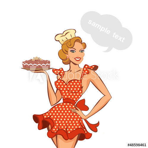 499x500 Vector Illustration Of A Vintage Pin Up Girl And Cake